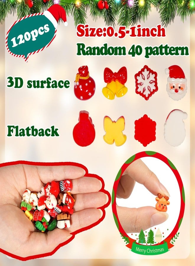Bbiamsleep 120 Pcs Christmas Resin Flatback Charms Assorted Craft Christmas Resin Ornaments Miniature Ornaments Set for Holiday DIY Craft Supplies Xmas Decorations - Image 2